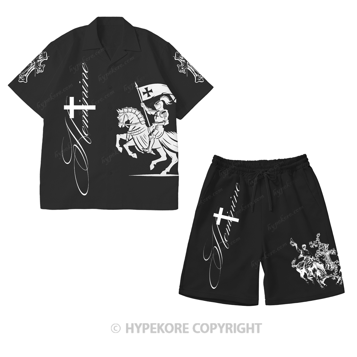 Knight Short-Sleeve Printed Casual Suit