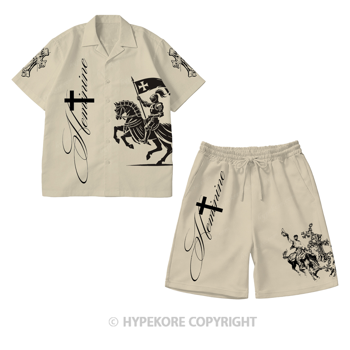 Knight Short-Sleeve Printed Casual Suit