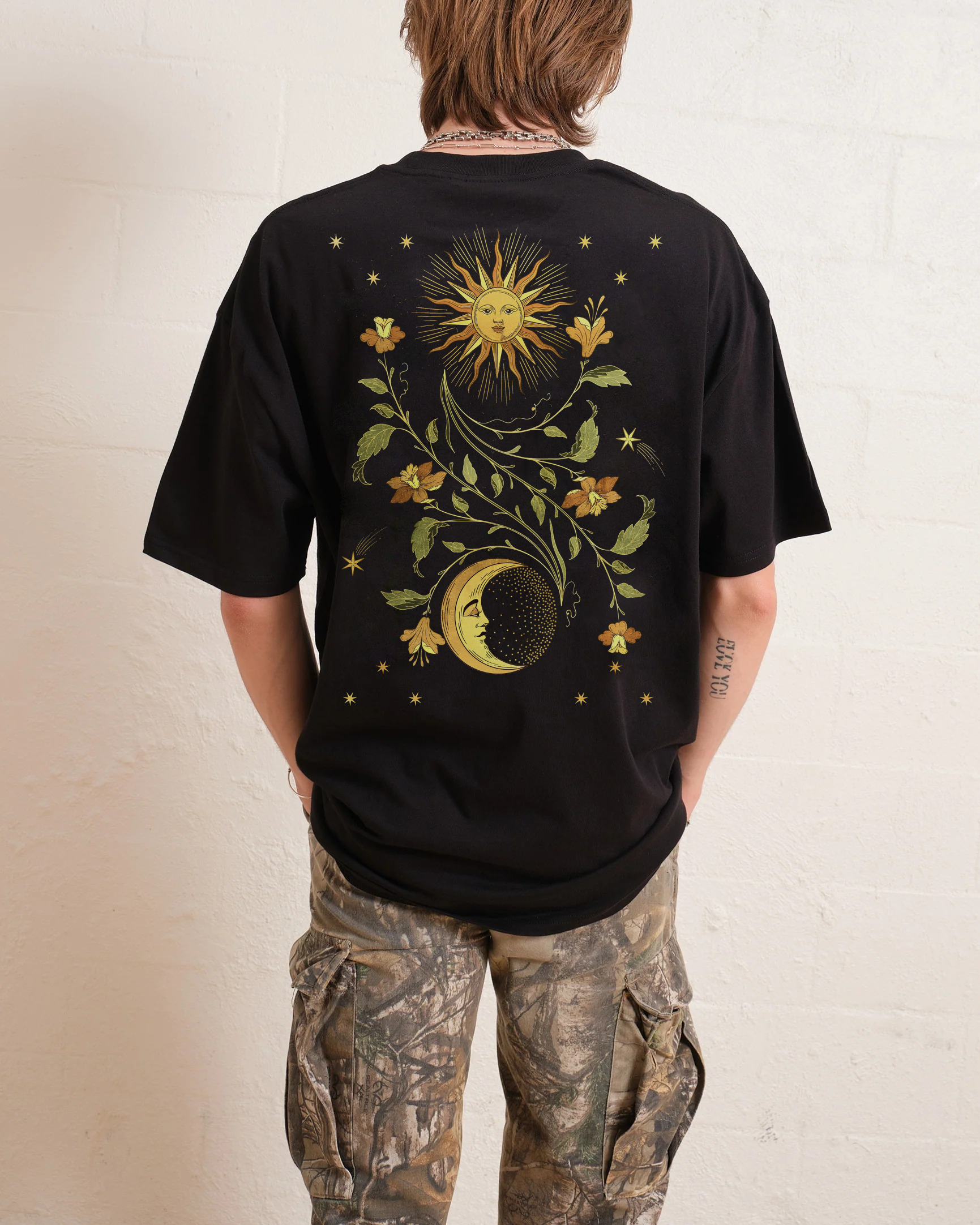 Cotton T-Shirt | Hippie Sun & Moon Casual Short Sleeve TEE | TIDESENCE