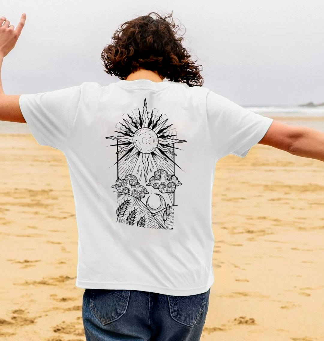 Cotton T-Shirt | Hippie Sun Casual Short Sleeve | TIDESENCE
