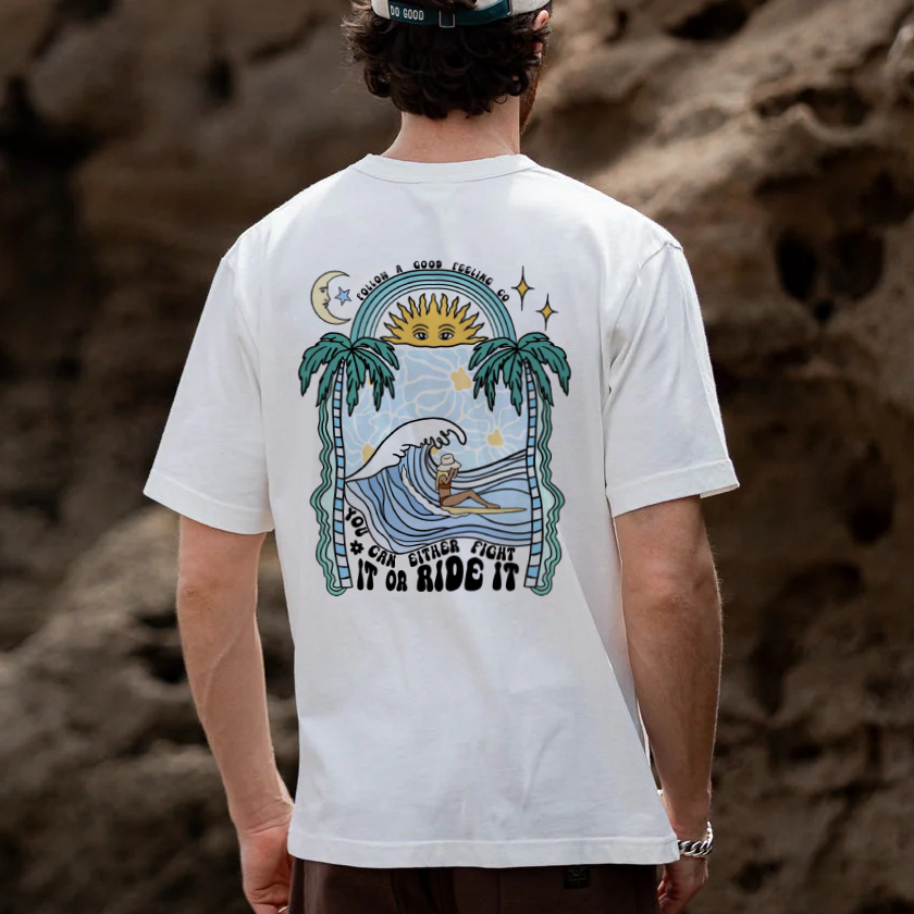 Cotton T-Shirt | Surf Beach Unisex Casual Short Sleeve | TIDESENCE