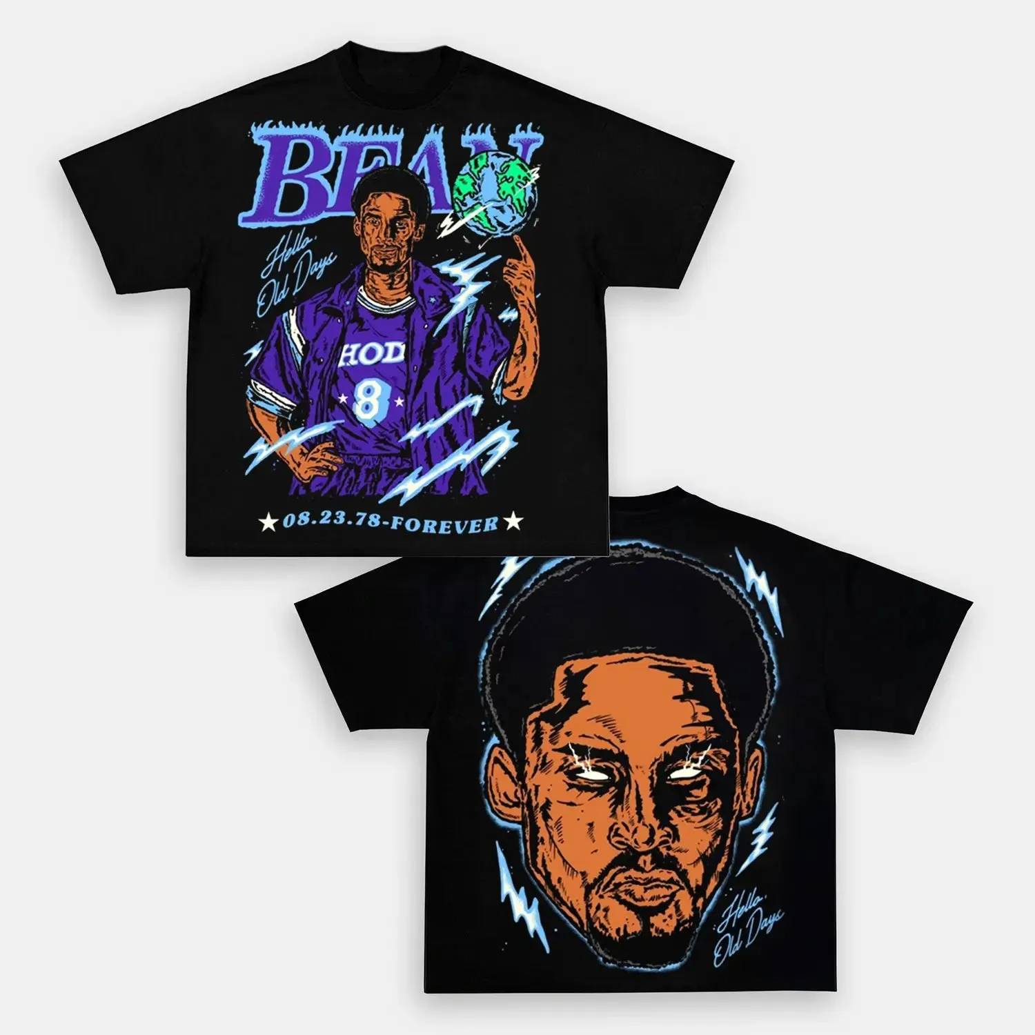 Unisex-Adult Ultra Cotton Washed T-Shirt Graphic  BEAN Kobe  TEE 