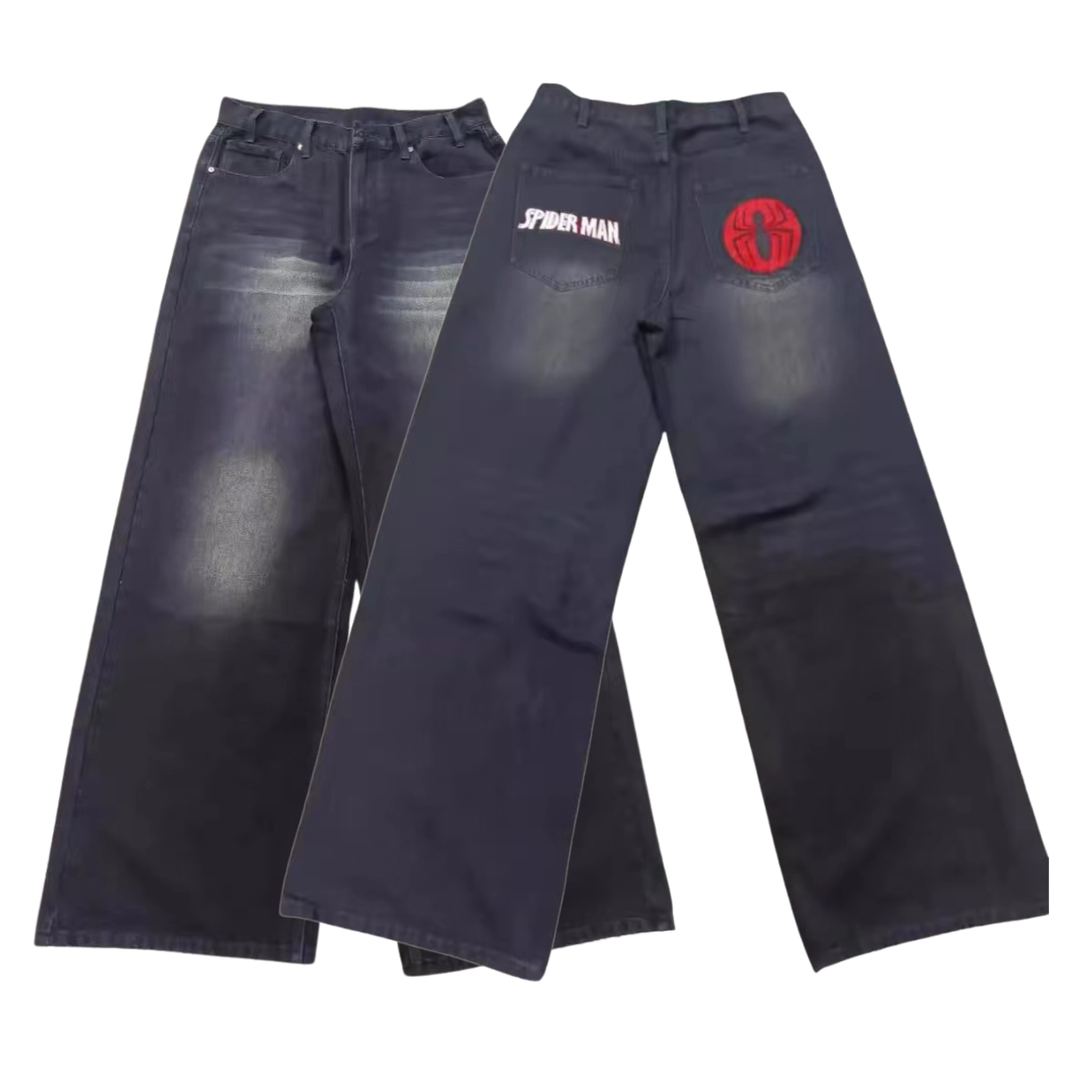 Spider Embroidered Jeans Streetwear 