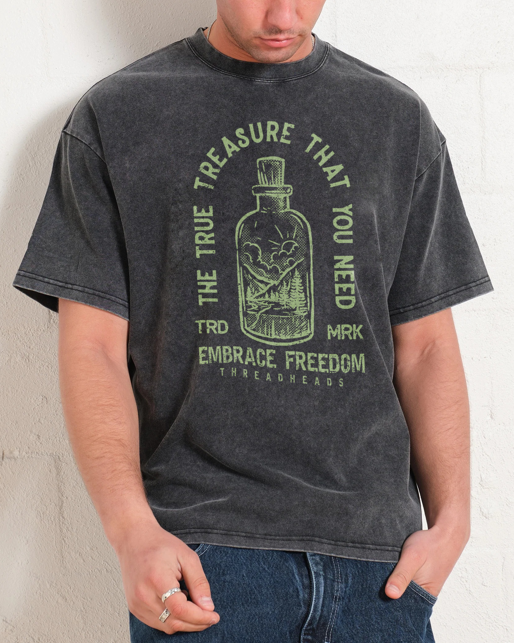Washed T-Shirt | Embrace Freedom Unisex Fit True Treasure | TIDESENCE