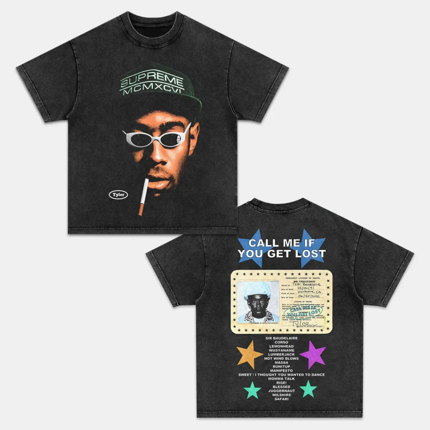 Unisex-Adult Ultra Cotton Washed T-Shirt Graphic  TYLER THE CREATOR TEE 