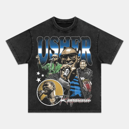 Unisex-Adult Ultra Cotton Washed T-Shirt Graphic  USHER TEE 