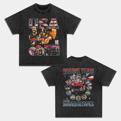 Unisex-Adult Ultra Cotton Washed T-Shirt Graphic  USA TEAM VINTAGE TEE 