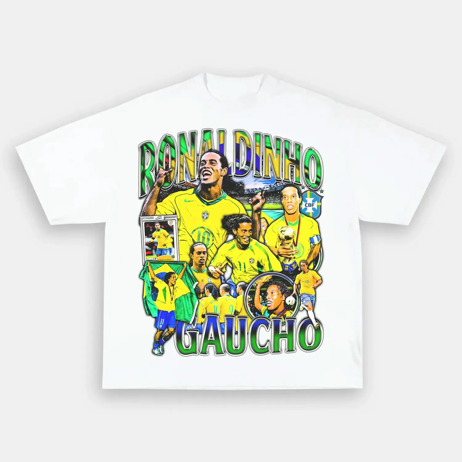 Unisex-Adult Ultra Cotton Washed T-Shirt Graphic  RONALDINHO TEE 