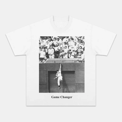 Unisex-Adult Ultra Cotton Washed T-Shirt Graphic    WILLIE MAYS - LEAPING CATCH TEE (Men&Women)
