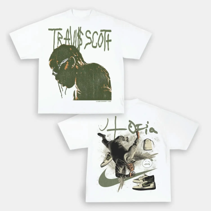 Unisex-Adult Ultra Cotton Washed T-Shirt Graphic  TRAVIS SCOTT UTOPIA 2 TEE 
