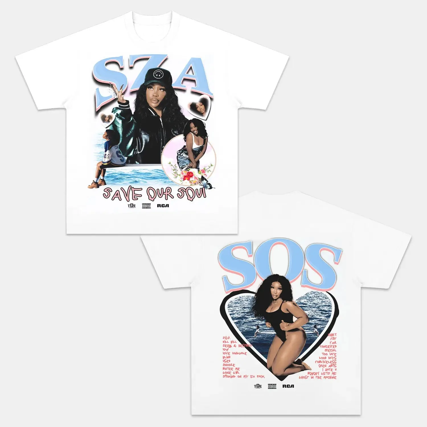 Unisex-Adult Ultra Cotton Washed T-Shirt Graphic  SZA SOS V3 TEE 