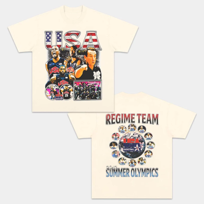 Unisex-Adult Ultra Cotton Washed T-Shirt Graphic  USA TEAM VINTAGE TEE 