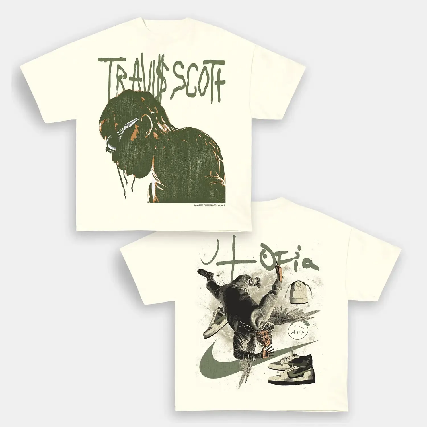 Unisex-Adult Ultra Cotton Washed T-Shirt Graphic  TRAVIS SCOTT UTOPIA 2 TEE 