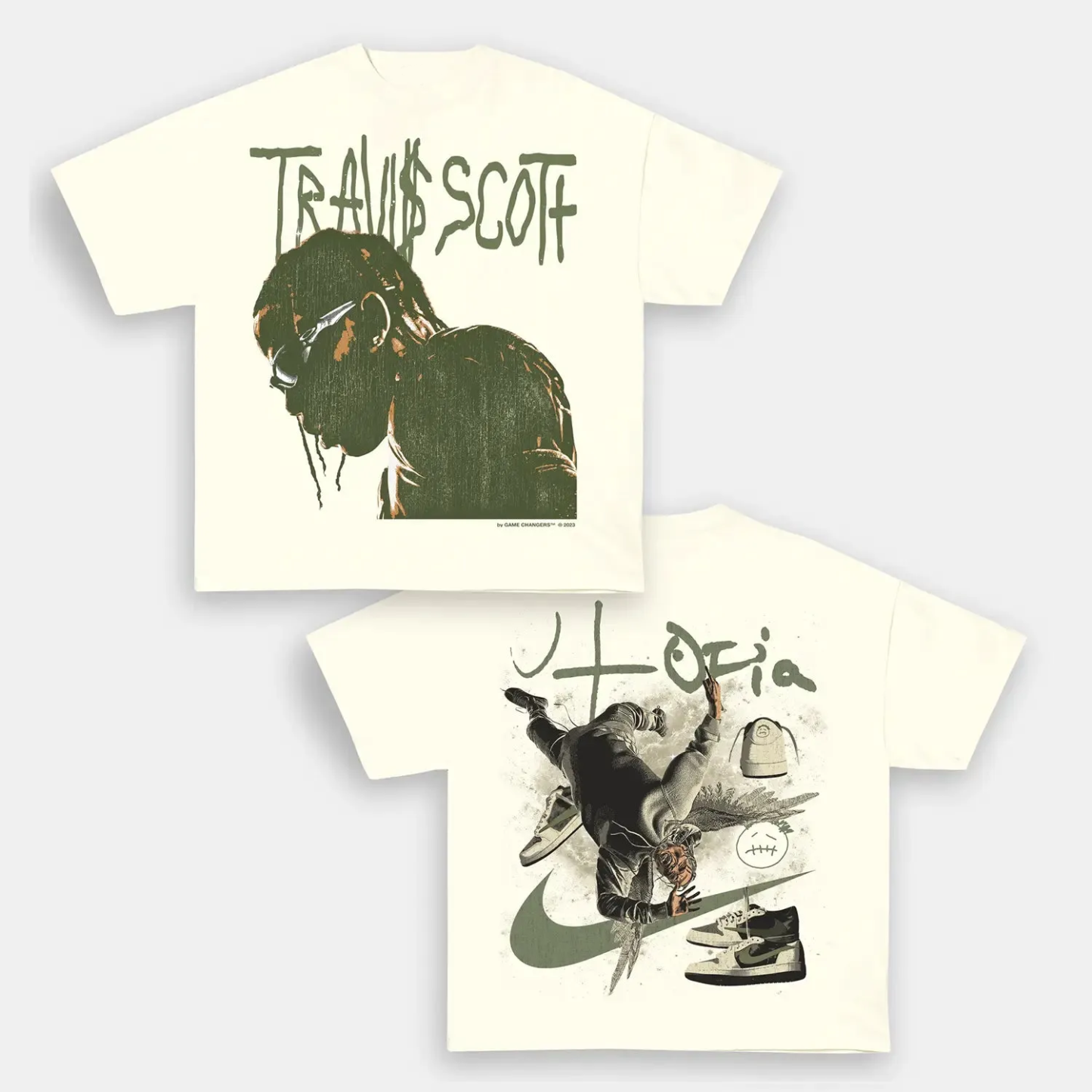 Unisex-Adult Ultra Cotton Washed T-Shirt Graphic  TRAVIS SCOTT UTOPIA 2 TEE 