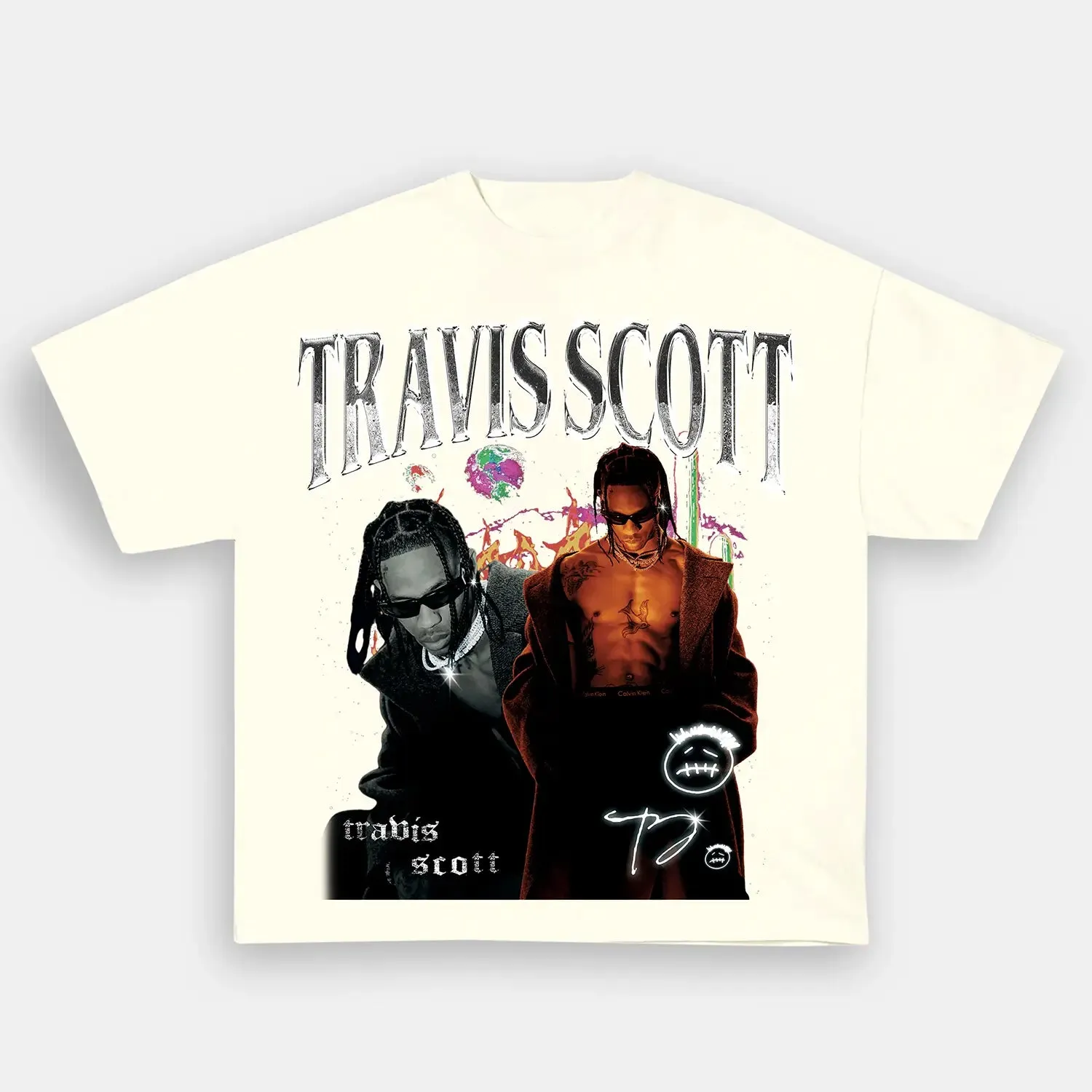 Unisex-Adult Ultra Cotton Washed T-Shirt Graphic  Travis Scott Tee 
