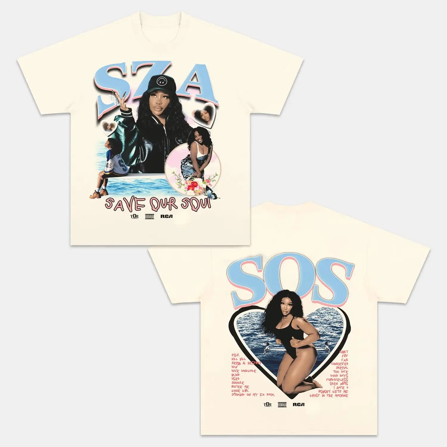 Unisex-Adult Ultra Cotton Washed T-Shirt Graphic  SZA SOS V3 TEE 