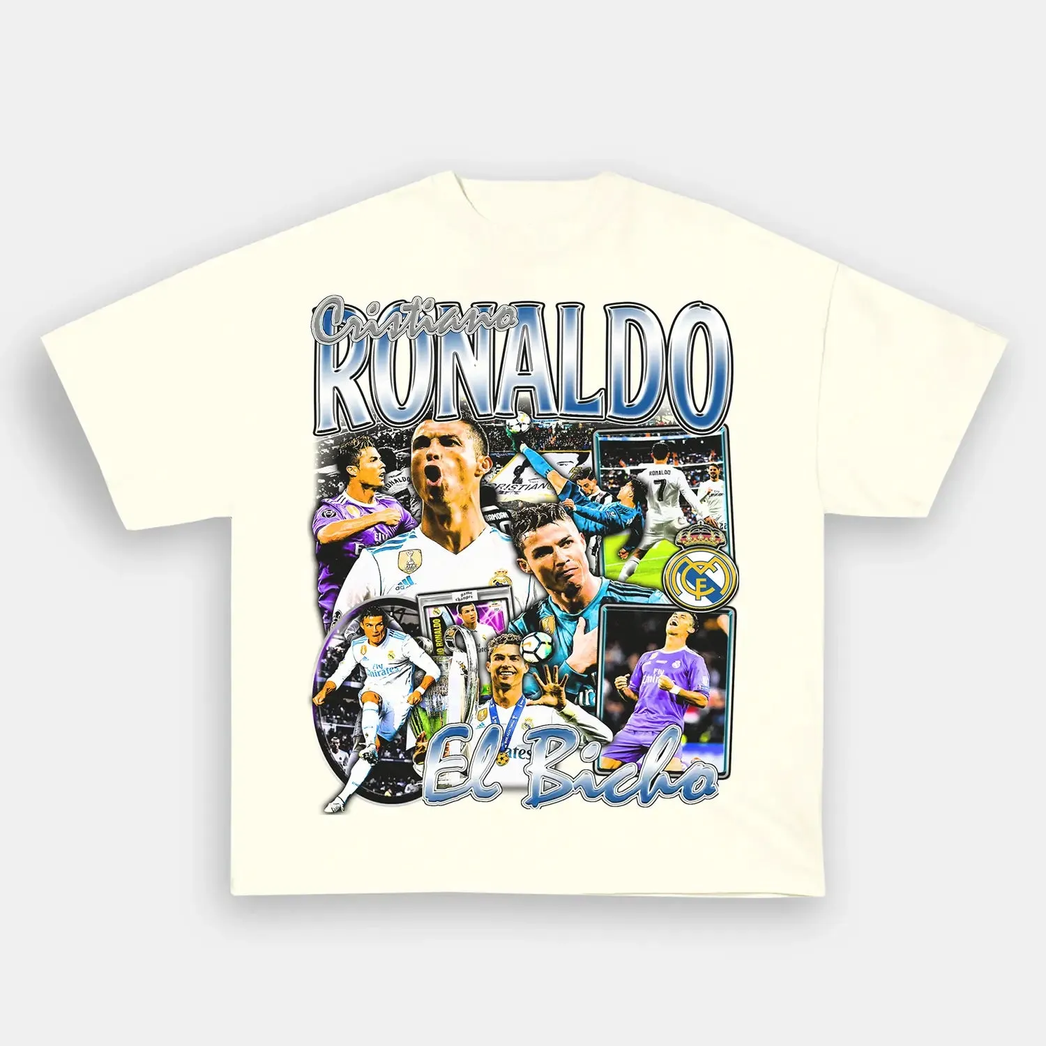 Unisex-Adult Ultra Cotton Washed T-Shirt Graphic  RONALDO REAL MADRID TEE 