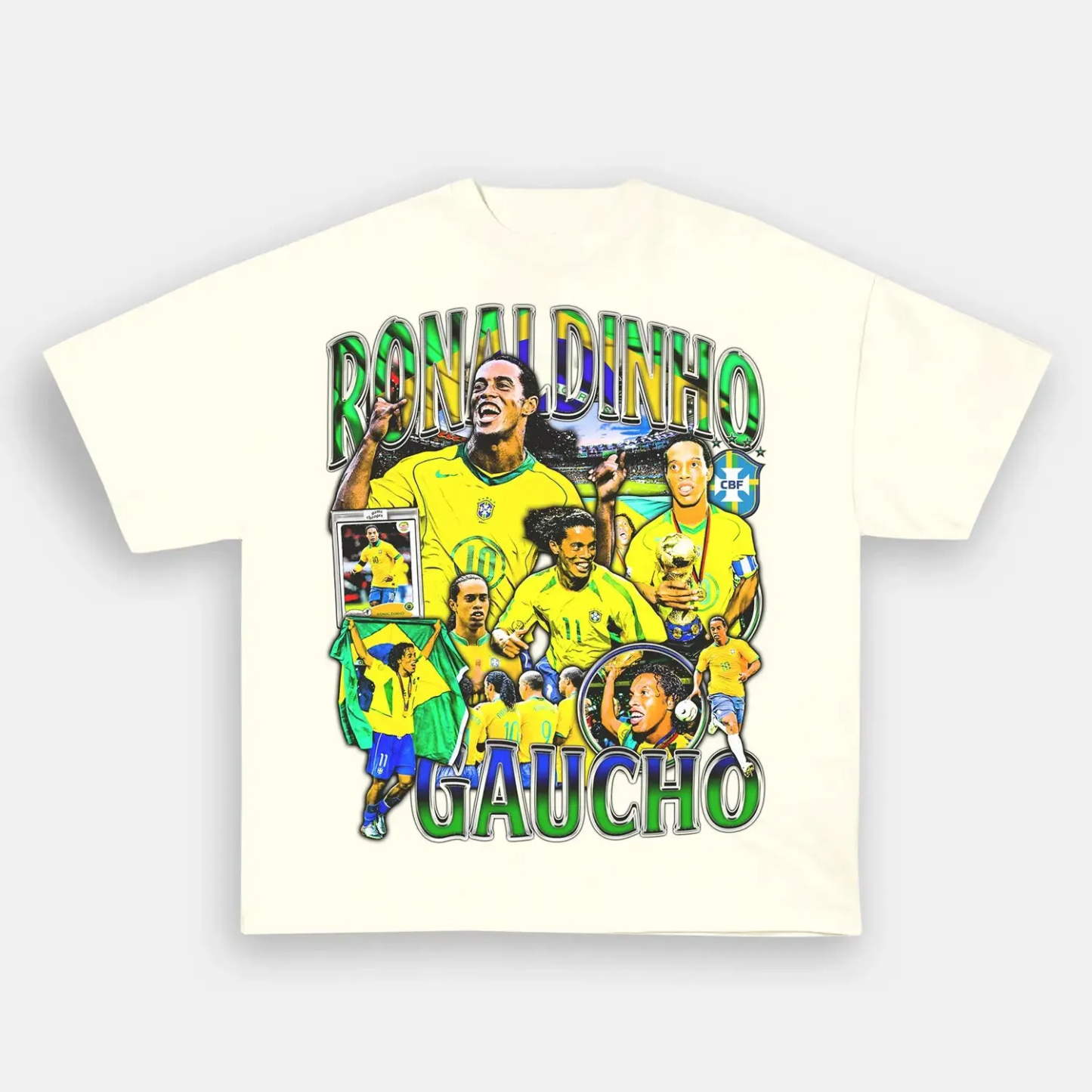 Unisex-Adult Ultra Cotton Washed T-Shirt Graphic  RONALDINHO TEE 