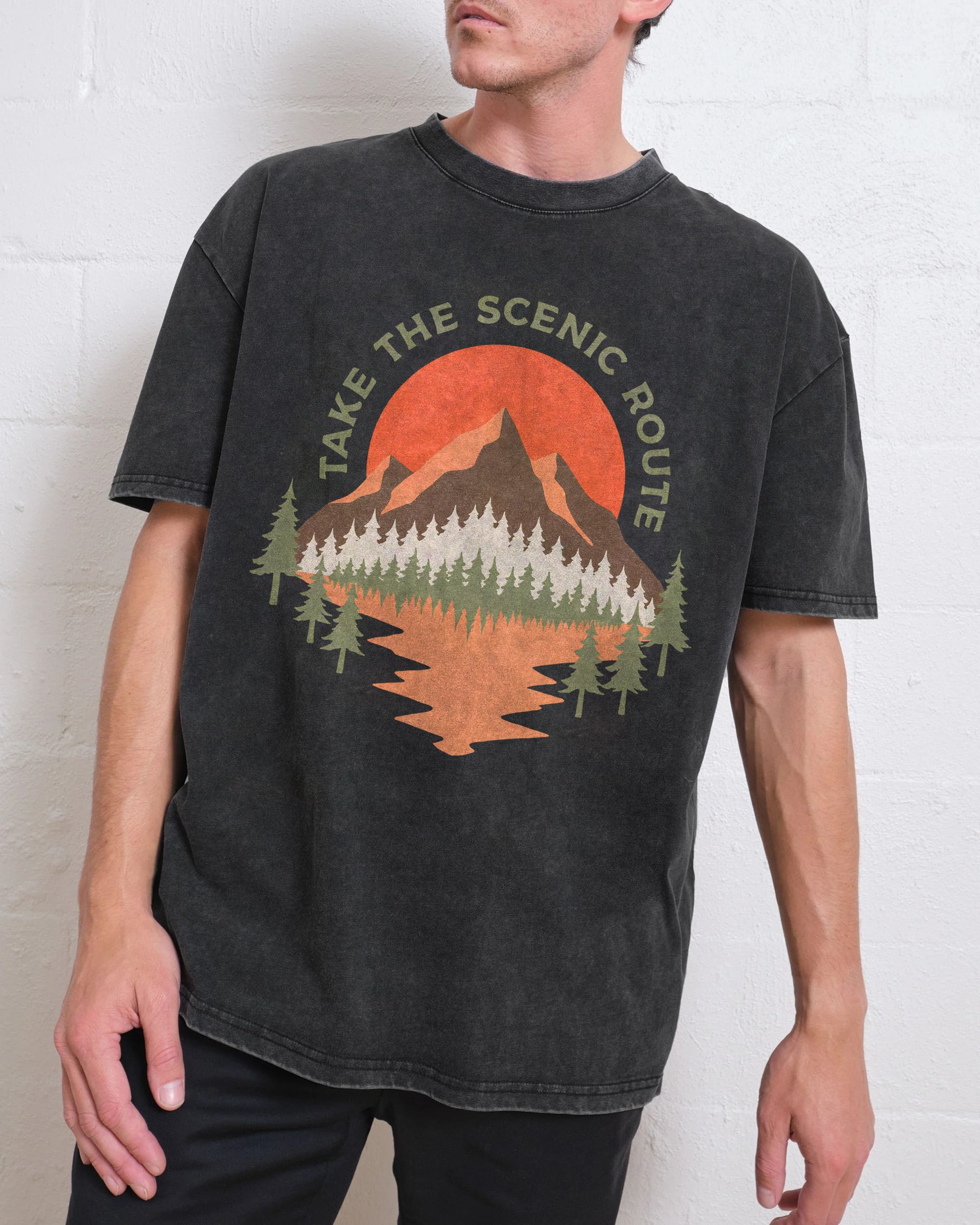 Washed T-Shirt | Unisex Fit Landscape Graphic Tee | TIDESENCE