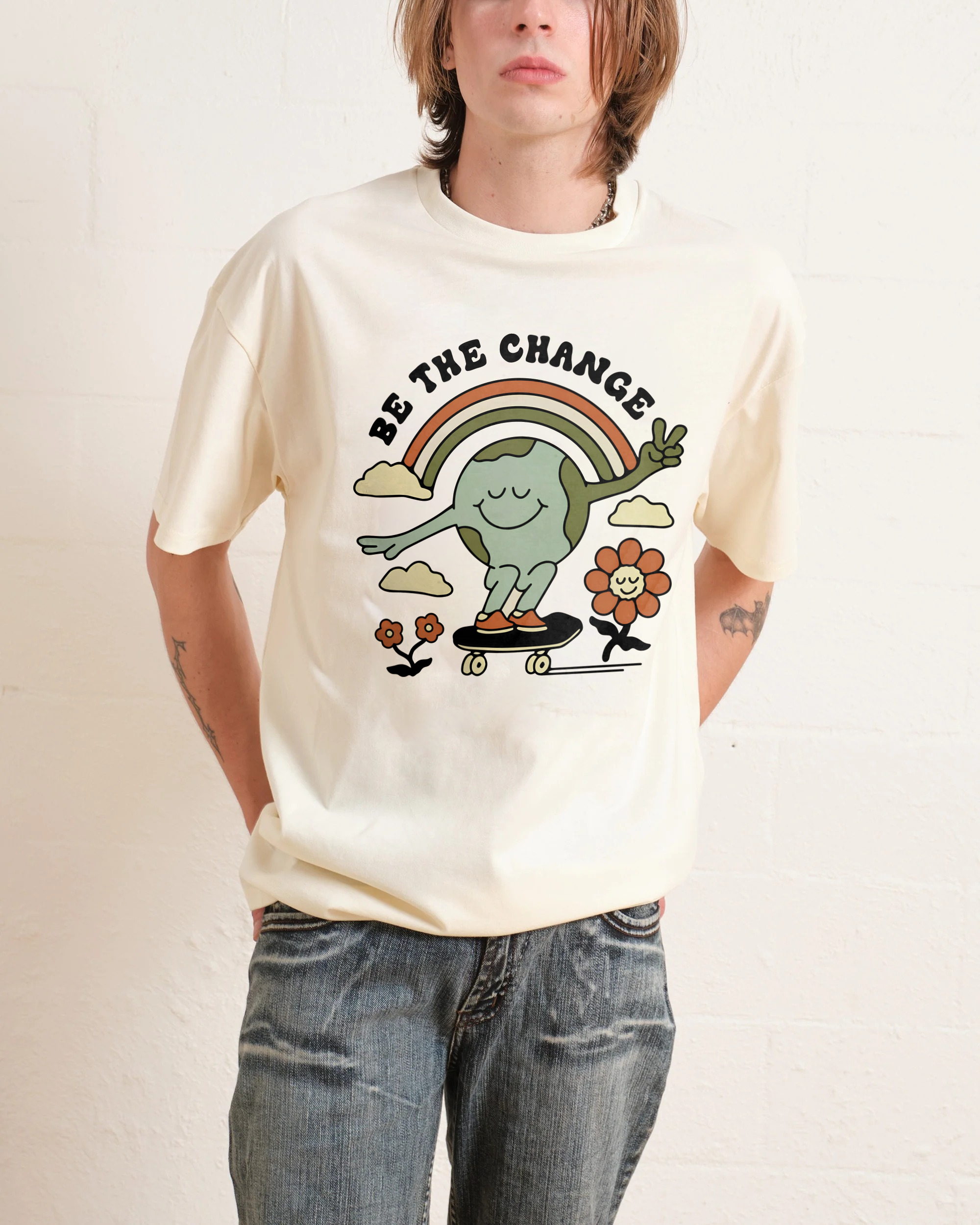 Cotton T-Shirt | Be The Change Protect Earth Unisex Fit | TIDESENCE