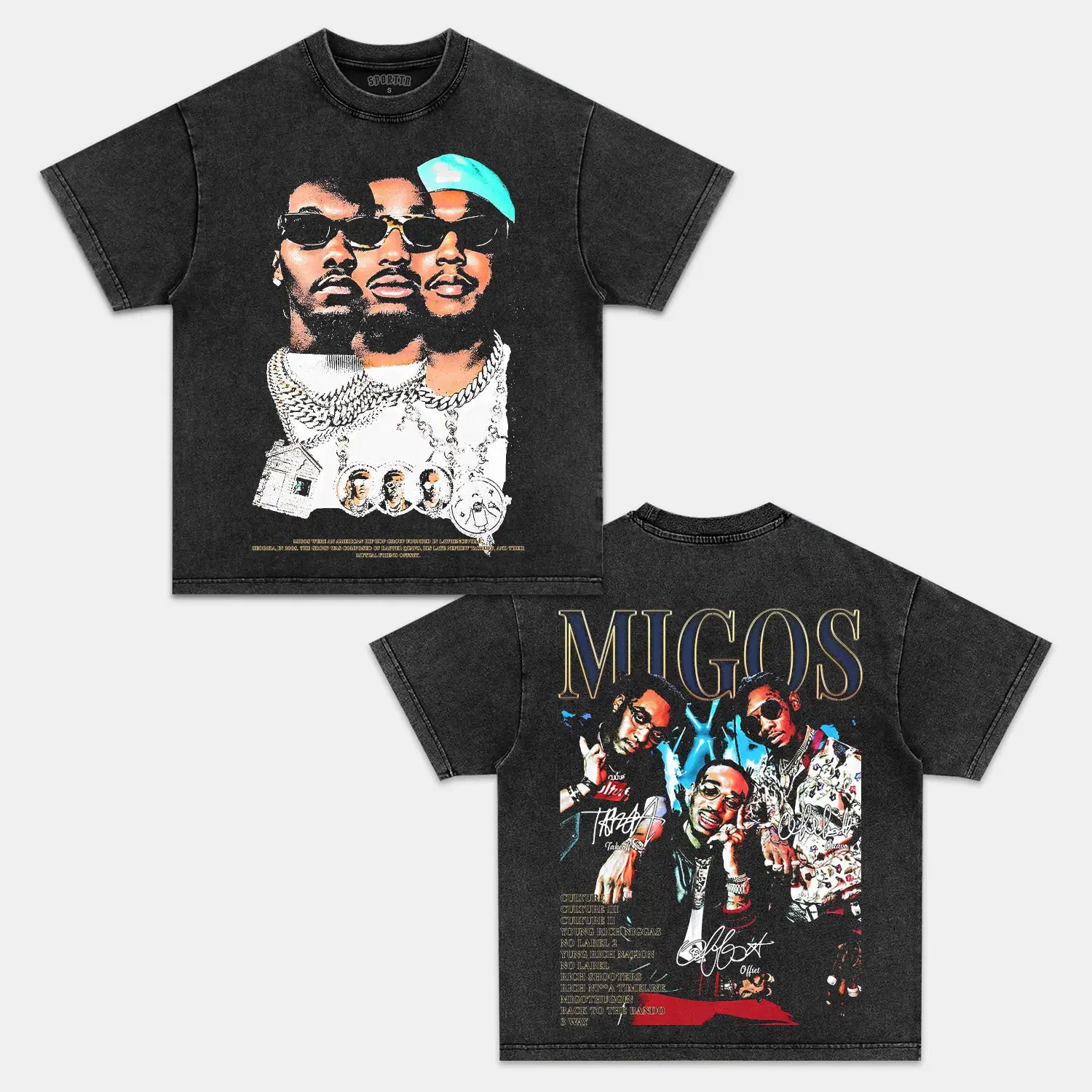 Unisex-Adult Ultra Cotton Washed T-Shirt Graphic  MIGOS TEE 
