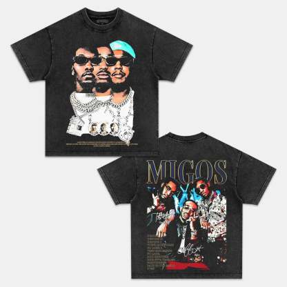 Unisex-Adult Ultra Cotton Washed T-Shirt Graphic  MIGOS TEE 