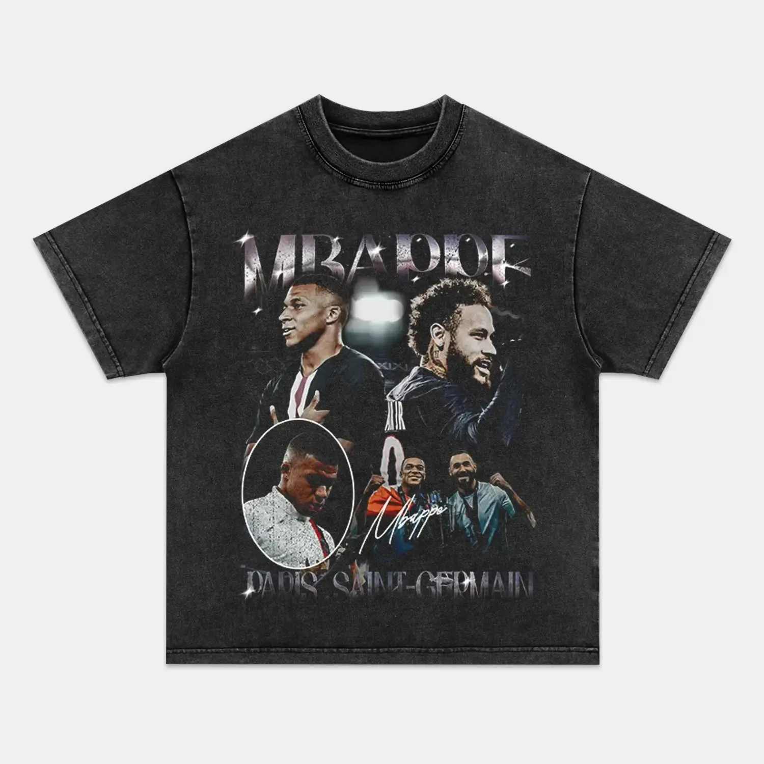 Unisex-Adult Ultra Cotton Washed T-Shirt Graphic  KYLIAN MBAPPÉ & NEYMAR JR  TEE 