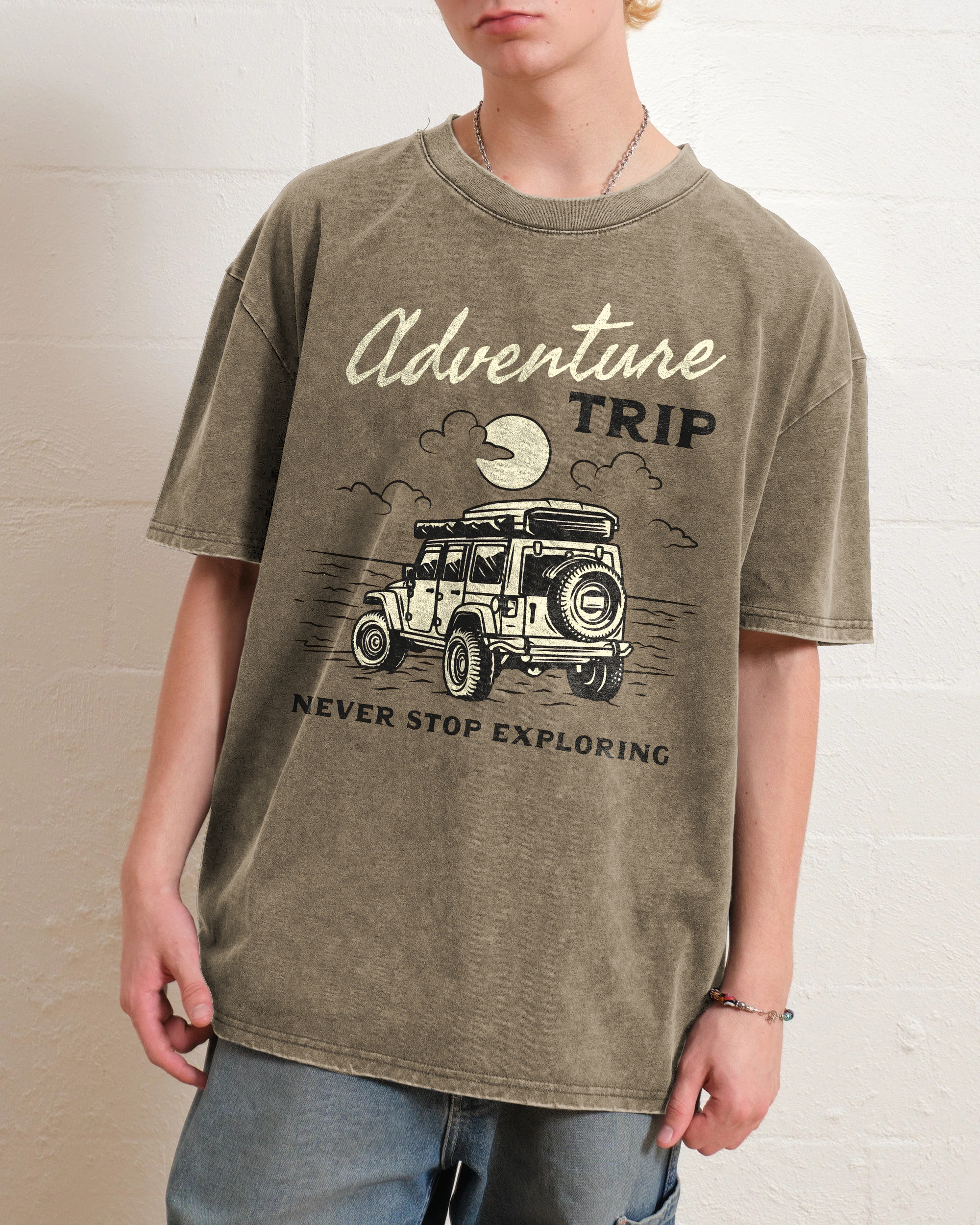 Washed T-Shirt | Adventure Trip Unisex Fit Never Stop Exploring | TIDESENCE