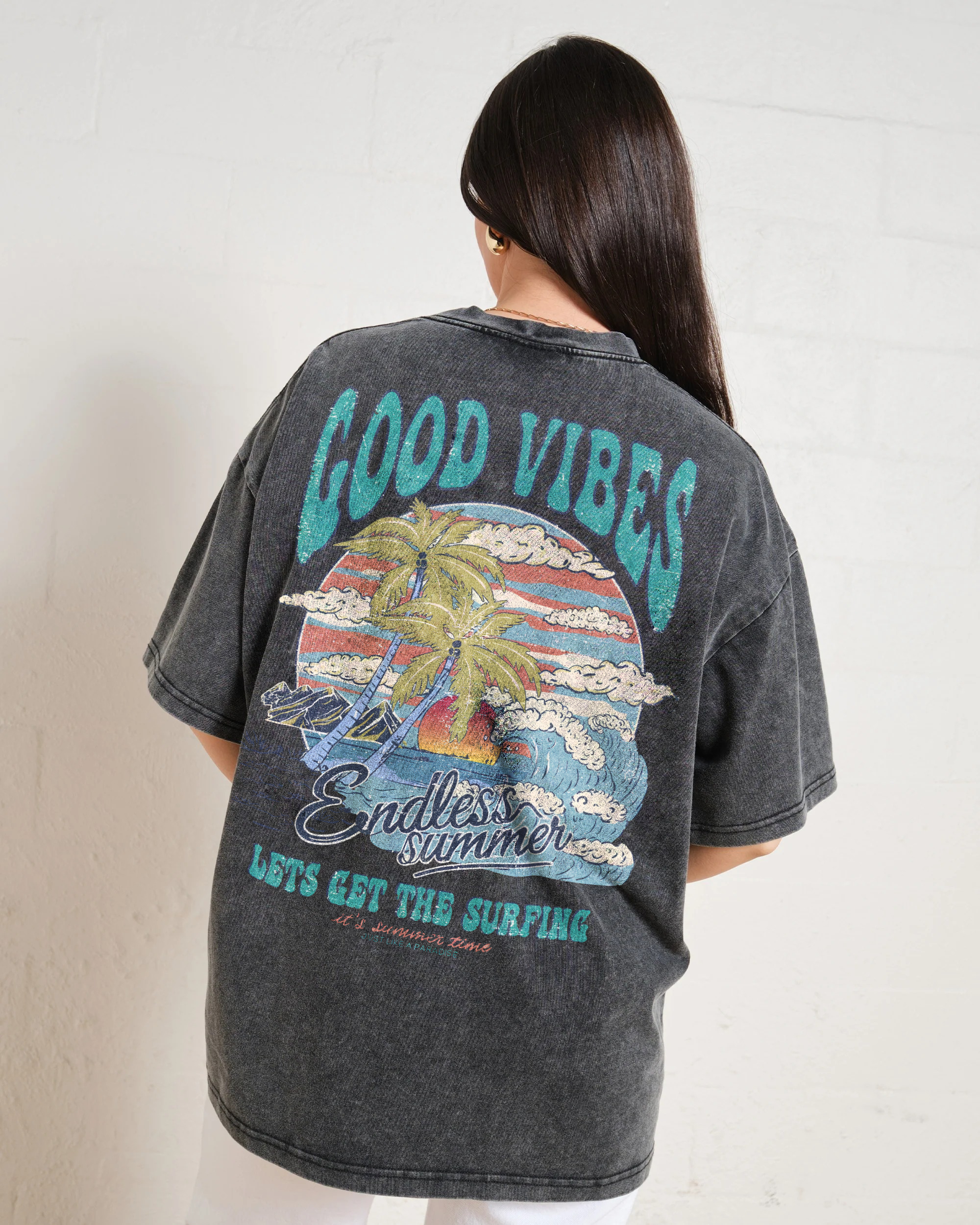 Washed T-Shirt | Surf Up Unisex Fit Good Vibes | TIDESENCE