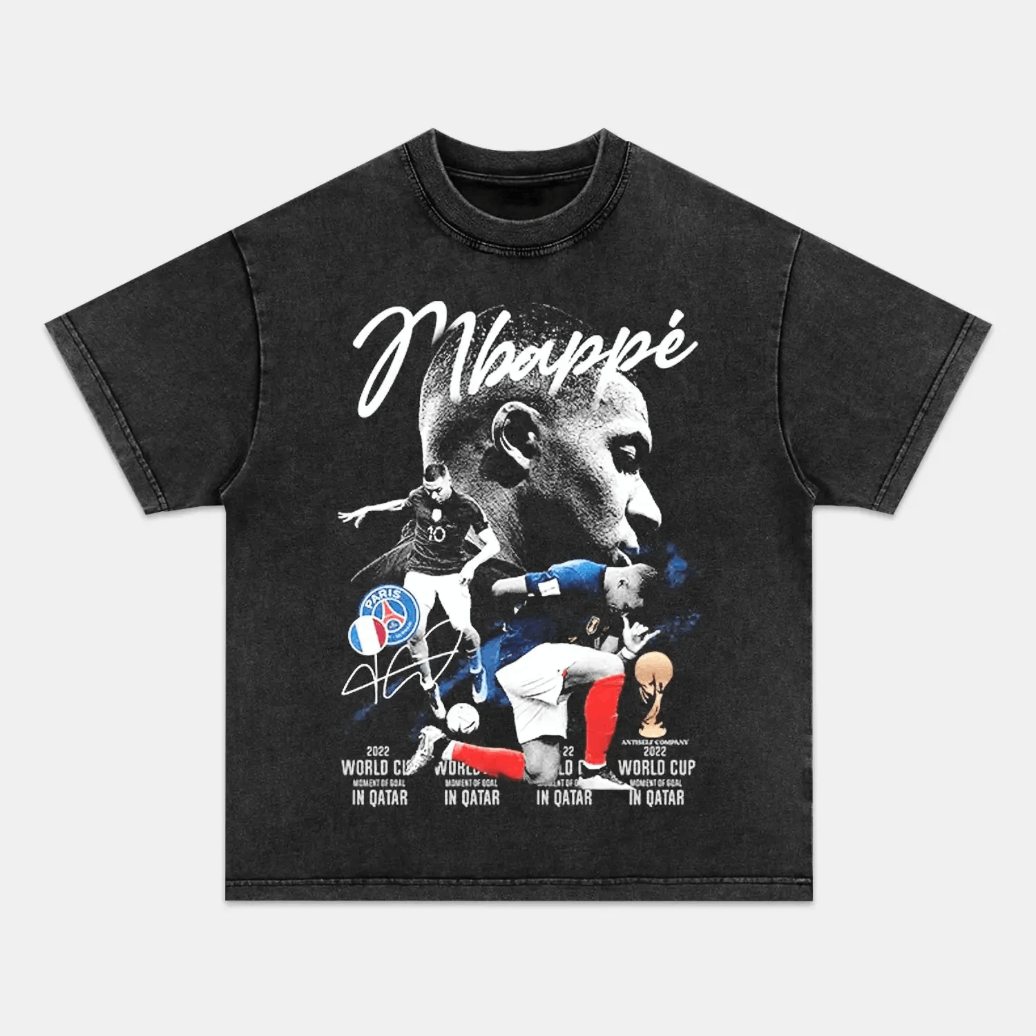 Unisex-Adult Ultra Cotton Washed T-Shirt Graphic  KYLIAN MBAPPÉ V2 TEE 