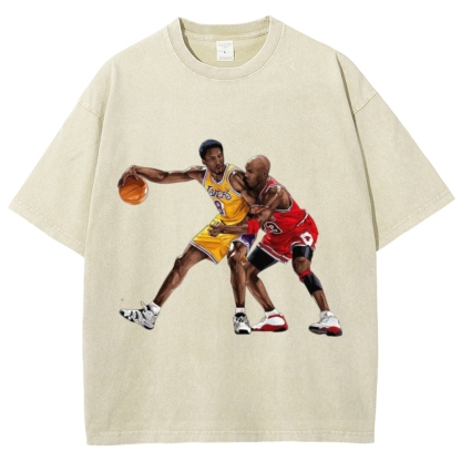 Unisex-Adult Ultra  Washed T-Shirt Graphic KOBE & JORDAN 