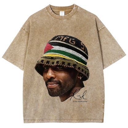 Unisex-Adult Ultra Cotton Washed T-Shirt Graphic KYRIE IRVING V3 VINTAGE TEE 