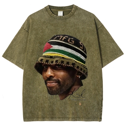 Unisex-Adult Ultra Cotton Washed T-Shirt Graphic KYRIE IRVING V3 VINTAGE TEE 