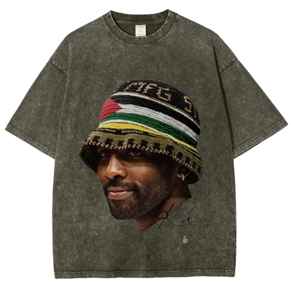 Unisex-Adult Ultra Cotton Washed T-Shirt Graphic KYRIE IRVING V3 VINTAGE TEE 