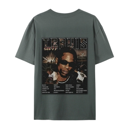 Unisex-Adult Ultra Cotton Washed T-Shirt Graphic TRAVIS SCOTT UTOPIA TEE 