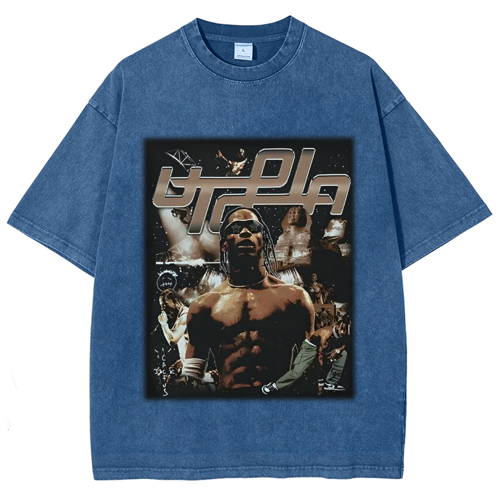 Unisex-Adult Ultra Cotton Washed T-Shirt Graphic TRAVIS SCOTT UTOPIA TEE 