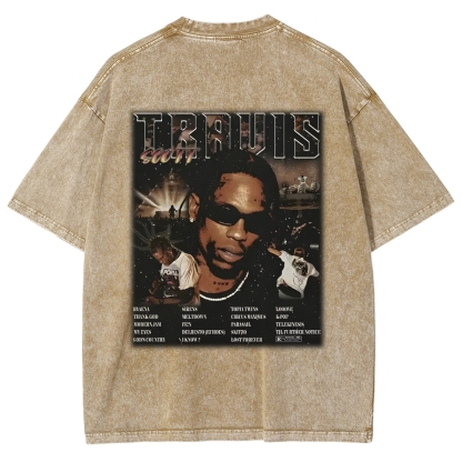 Unisex-Adult Ultra Cotton Washed T-Shirt Graphic TRAVIS SCOTT UTOPIA TEE 