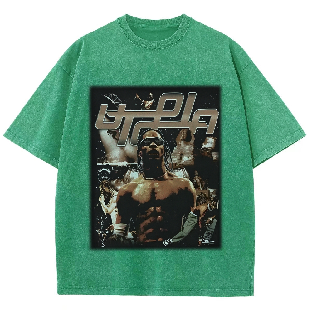 Unisex-Adult Ultra Cotton Washed T-Shirt Graphic TRAVIS SCOTT UTOPIA TEE 