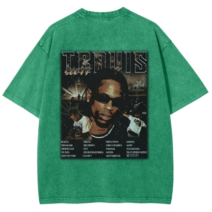 Unisex-Adult Ultra Cotton Washed T-Shirt Graphic TRAVIS SCOTT UTOPIA TEE 