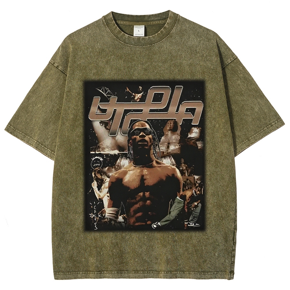 Unisex-Adult Ultra Cotton Washed T-Shirt Graphic TRAVIS SCOTT UTOPIA TEE 