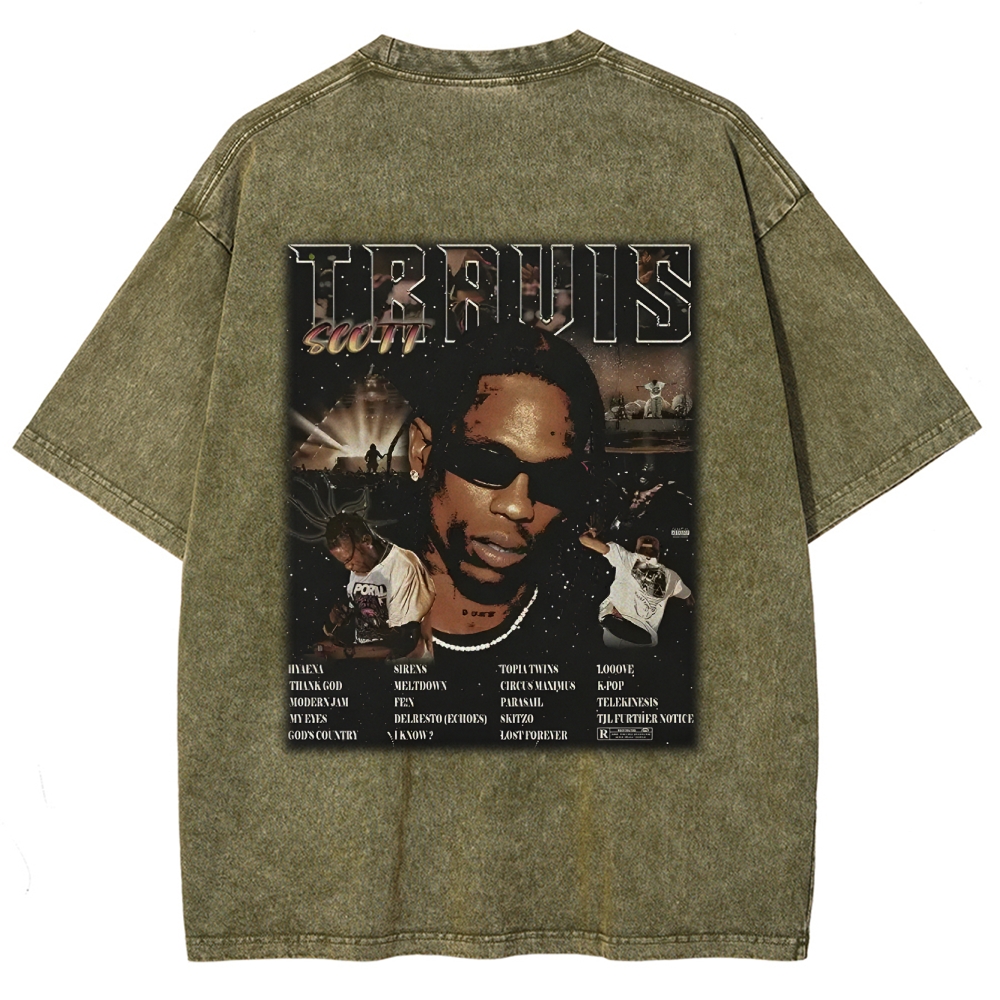 Unisex-Adult Ultra Cotton Washed T-Shirt Graphic TRAVIS SCOTT UTOPIA TEE 