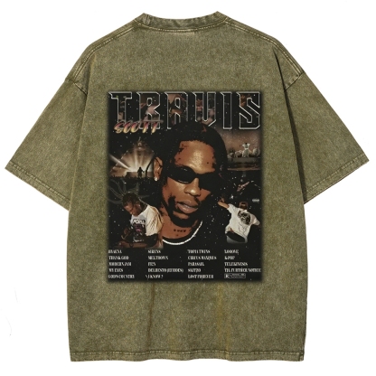 Unisex-Adult Ultra Cotton Washed T-Shirt Graphic TRAVIS SCOTT UTOPIA TEE 