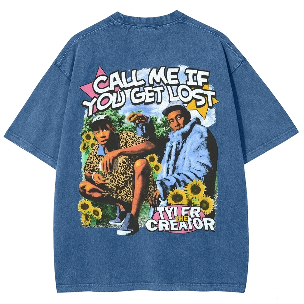 Unisex-Adult Ultra Cotton Washed T-Shirt Graphic CALL ME WHEN YOU GET LOST TEE 