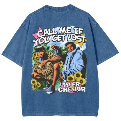 Unisex-Adult Ultra Cotton Washed T-Shirt Graphic CALL ME WHEN YOU GET LOST TEE 