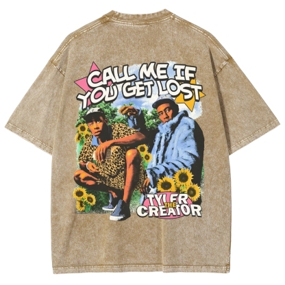 Unisex-Adult Ultra Cotton Washed T-Shirt Graphic CALL ME WHEN YOU GET LOST TEE 