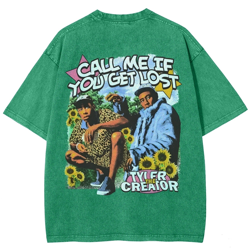 Unisex-Adult Ultra Cotton Washed T-Shirt Graphic CALL ME WHEN YOU GET LOST TEE 