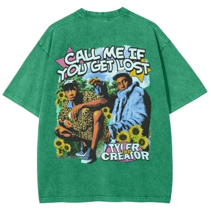Unisex-Adult Ultra Cotton Washed T-Shirt Graphic CALL ME WHEN YOU GET LOST TEE 