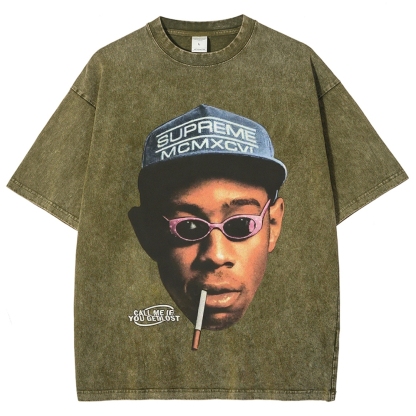 Unisex-Adult Ultra Cotton Washed T-Shirt Graphic CALL ME WHEN YOU GET LOST TEE 