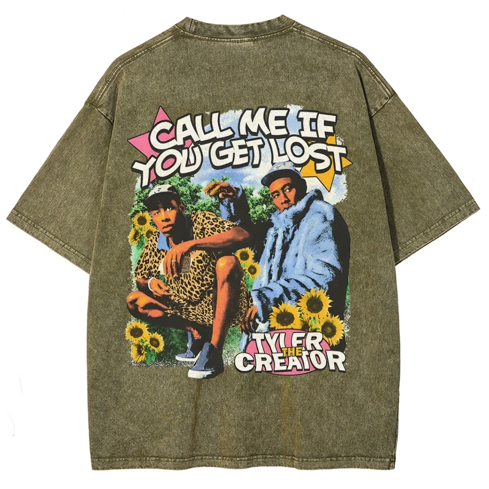 Unisex-Adult Ultra Cotton Washed T-Shirt Graphic CALL ME WHEN YOU GET LOST TEE 