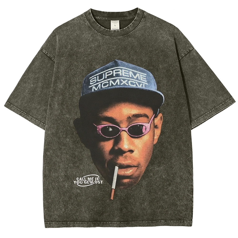 Unisex-Adult Ultra Cotton Washed T-Shirt Graphic CALL ME WHEN YOU GET LOST TEE 